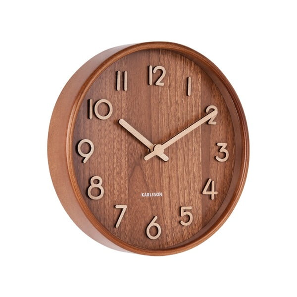 Pruun lubjapuust seinakell Väike, ø 22 cm Pure - Karlsson-image-1