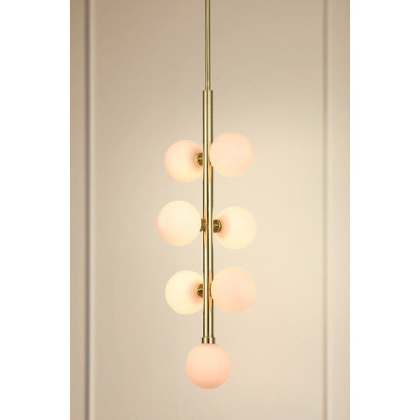 Valge/kuldse värvi metallist ripplamp klaasist varjuga, ø 27 cm Trieste - Premier Housewares-image-1