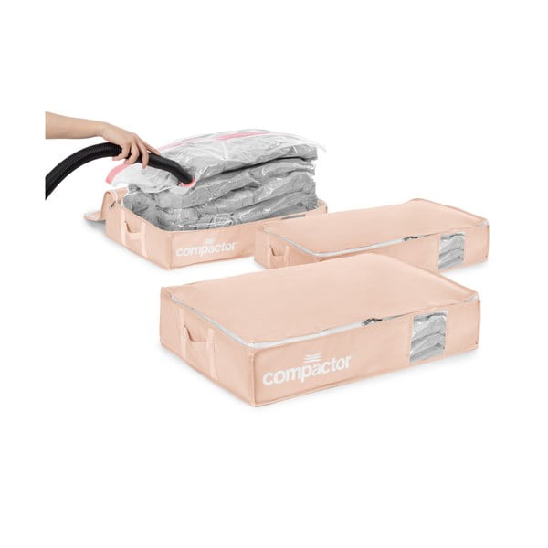 Vaakumplastist hoiukastid voodi alla 3 tk komplektis 65x45x15,5 cm Pink Edition - Compactor-image-4
