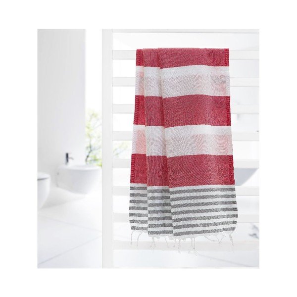 Hamam osuška Ellis Red/Gray, 100 x 180 cm-image-2