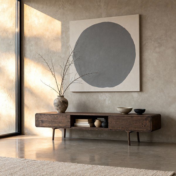 Pruun tammepuidust TV-alus 220x45x45 cm Fawn - Gazzda-image-3