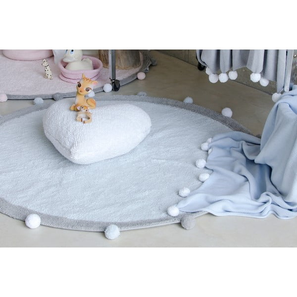 Helesinine pestav käsitsi kootud puuvillane laste vaip ø120 cm Bubbly - Lorena Canals-image-4