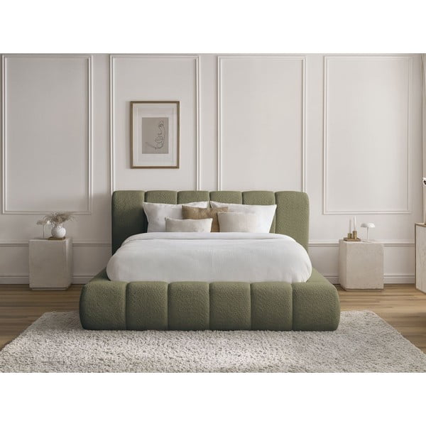 Roheline polsterdatud kaheinimesevoodi koos panipaiga ja voodipõhjaga 160x200 cm Denali - Bobochic Paris-image-1