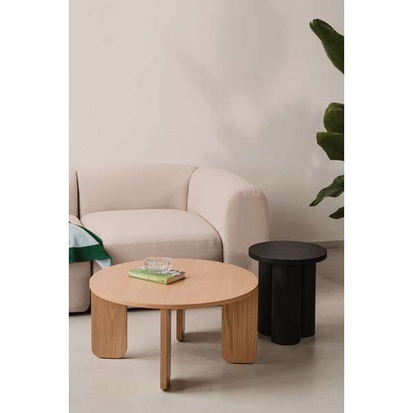 Must ümmargune kohvilaud tammepuust pealispinnaga, ø 75 cm Kuvu - noo.ma-image-3