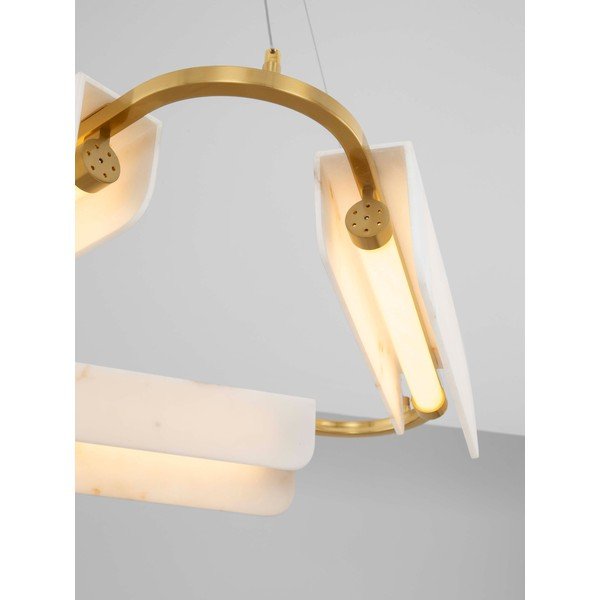 Kreemikas/messingvärvi LED-rippvalgusti marmorist dekooriga, hämardatav, ø 63 cm Aider - Nova Luce-image-2