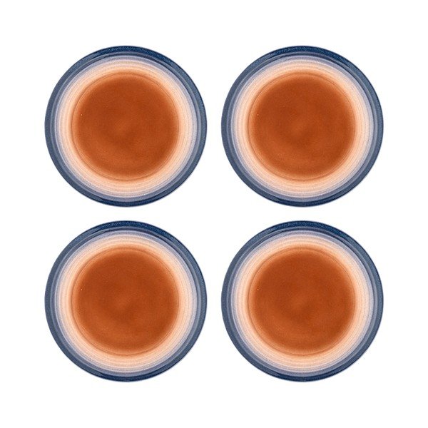 Sinised/oranžid magustoidutaldrikud 4-osalise komplektiga, valmistatud kivikeraamikast, läbimõõduga 20,5 cm Tatum - Bloomingville