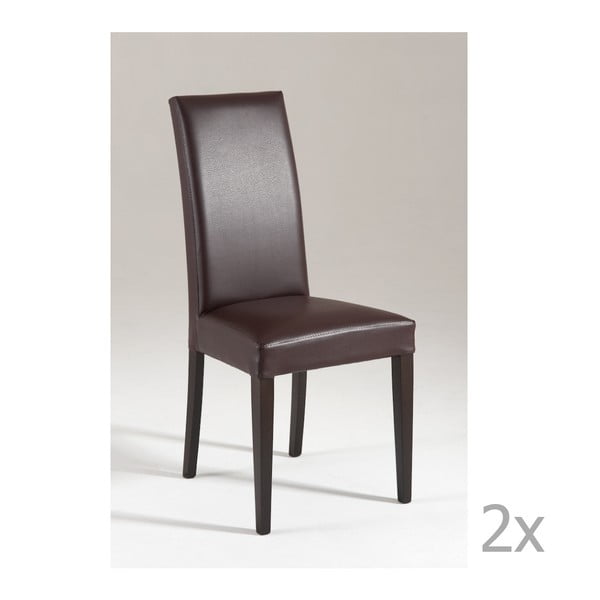 Sada 2 hnědých jídelních židlí s hnědými nohami Castagnetti Tempi