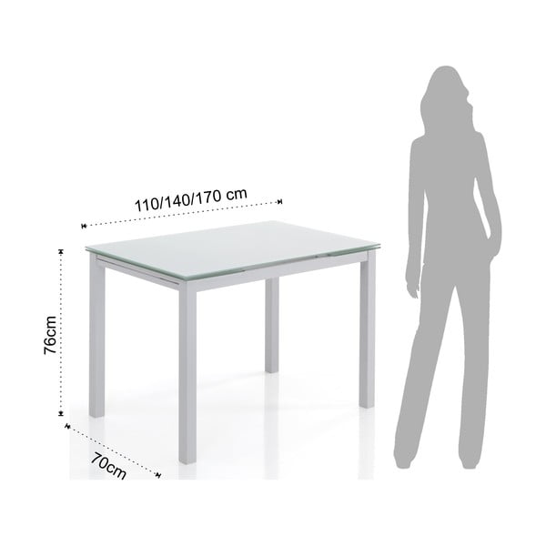 Kokkupandav söögilaud klaasist lauaplaadiga 70x110 cm Fast - Tomasucci-image-4