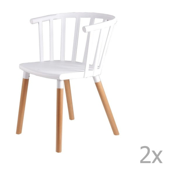 Sada 2 bílých  jídelních židlí s dřevěnými nohami sømcasa Jenna