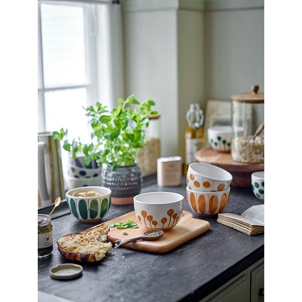 Valged/sinised kivikeraamikast kausid 3tk komplektis 580 ml Linora - Bloomingville-image-2