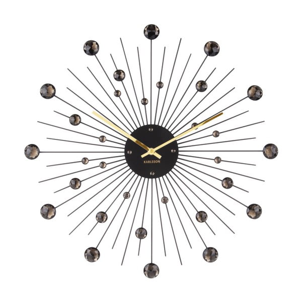 Musta värvi kell, ø 50 cm Sunburst - Karlsson