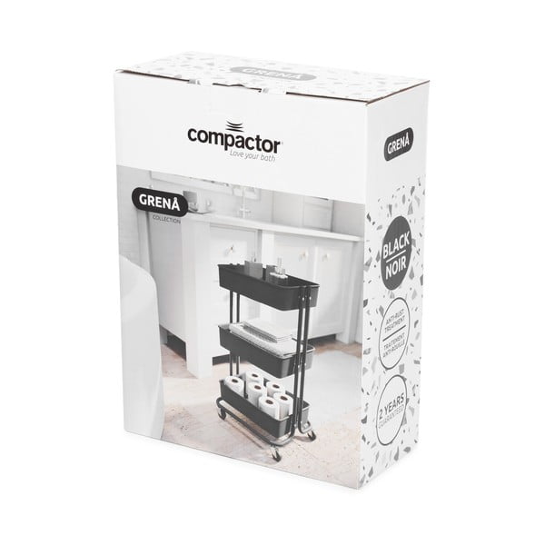 Mustast plastist liikuv riiul 43x36 cm Grena - Compactor-image-4