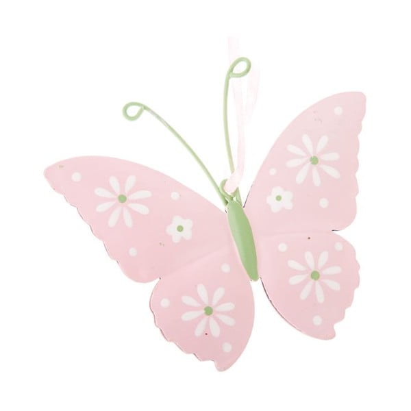 Komplekt 2 roosa metallist liblikat riputavaid kaunistusi - Dakls