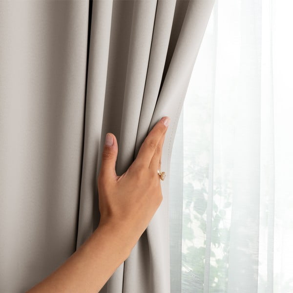 Beež pimendav kardin 140 × 270 cm Eyelets – Restilo-image-2