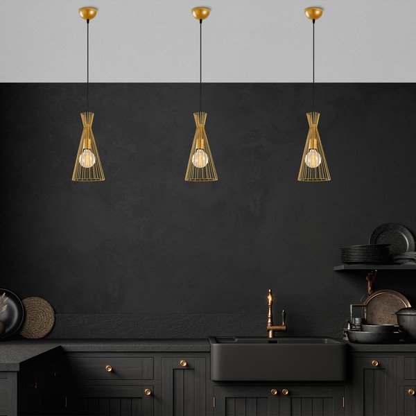Kuldne rippvalgusti metallist varjuga ø 20 cm Mezopotamya - Opviq lights-image-2