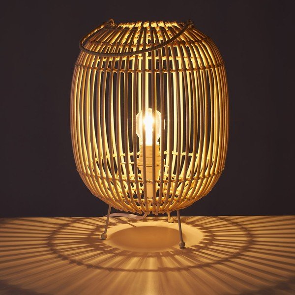 Naturaalset värvi rotangist lambivarjundiga laualamp (kõrgus 30,5 cm) Natural Way - Casa Selección-image-1