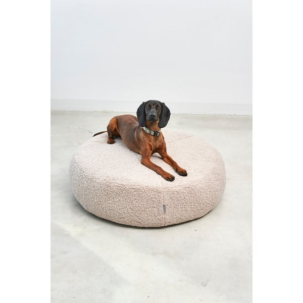 Beež bukleekangast koeravoodi ø 90 cm Senso Pouffe Greige M/L - MiaCara-image-2