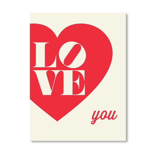 Plakát Love You Heart, 42x60 cm