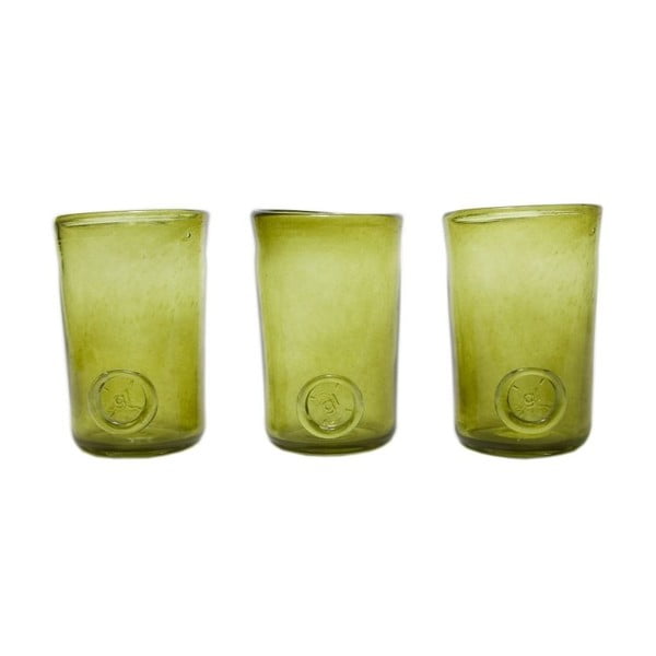 Set tří sklenic, zelená