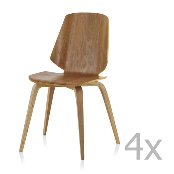 Sada 4 jídelních židlí Geese Natural