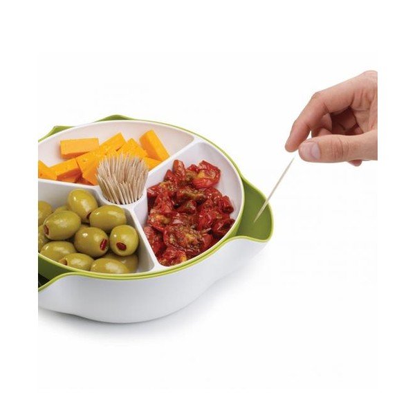 Dvojitá miska Double Dish, velká, bílá/zelená-image-3