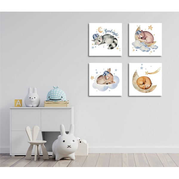 Maalid 4 tk komplektis 30x30 cm Good Night - Wallity-image-1