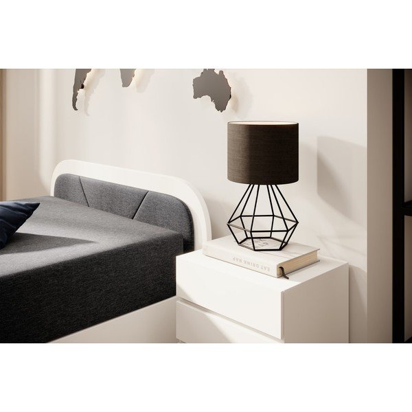 Valge/tumehall polsterdatud/puitlaastplaadist üheinimesevoodi panipaiga ja madratsiga 80x190 cm Parys - ELTAP-image-4