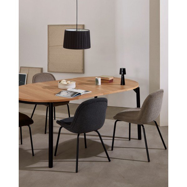 Tammedekooriga ümmargune kokkupandav söögilaud ø 120 cm Montuiri - Kave Home-image-2