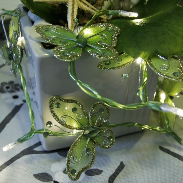 Světelný řetěz Butterflies 120 cm, zelený
