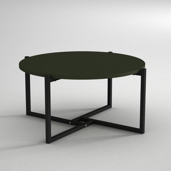 Konferenční stolek s deskou v tmavě zelené barvě Noce, ⌀ 68 cm