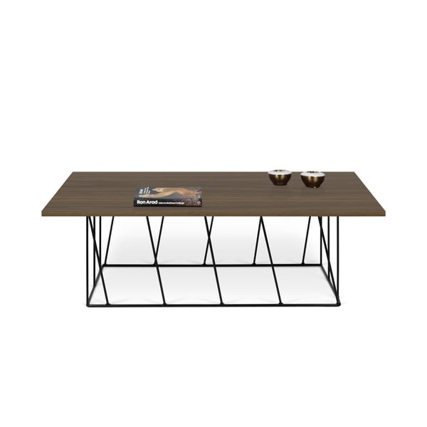 Konferenční stolek s deskou v dekoru ořechu a černýma nohama TemaHome Helix-image-2