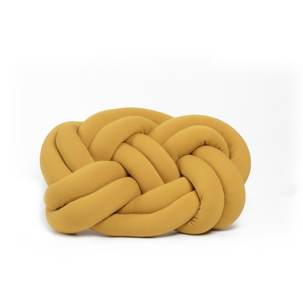 Hořčicově žlutý polštář Cloud Knot Decorative Cushion, 40 x 32 cm