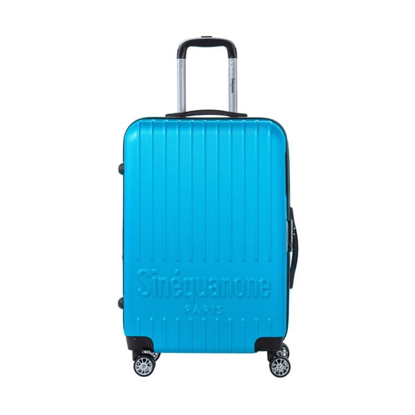 Tyrkysově modrý cestovní kufr na kolečkách s kódovým zámkem SINEQUANONE Chandler, 70 l