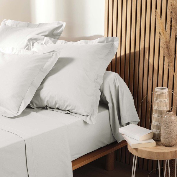 Valge orgaanilisest puuvillast kummiga lina 140x190 cm Biolina - douceur d'intérieur-image-1