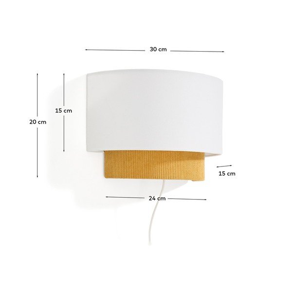 Sinepikollane/valge laste lamp tekstiilist varjuga Bianella - Kave Home-image-4