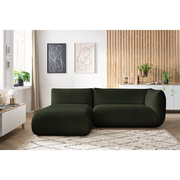 Roheline kordvillane nurgadiivan (vasakpoolne nurk) Lecomte - Bobochic Paris-image-1