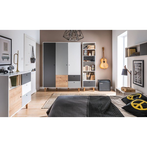 Valge/hall riidekapp 153x201 cm Concept - Vox-image-1