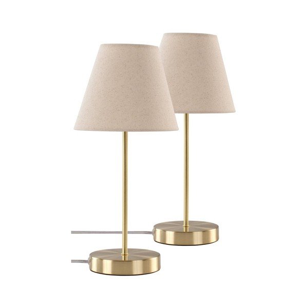 Beež/messingvärvi kangast laualamp (kõrgus 39 cm) Lasse - Jotex