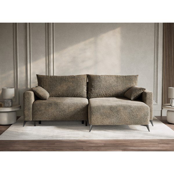 Pruun šenilldiivanvoodi/panipaigaga nurgadiivan (parem nurk/diivanvoodiga) Leon - Maison de Rêve-image-1