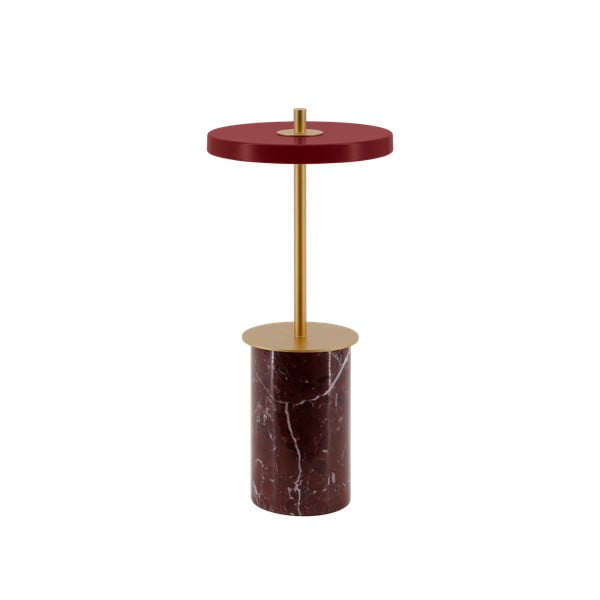 Punane marmorist LED dimmerdatav lauavalgusti metallist lambivarjuga (kõrgus 25,5 cm) Asteria Move Mini - UMAGE