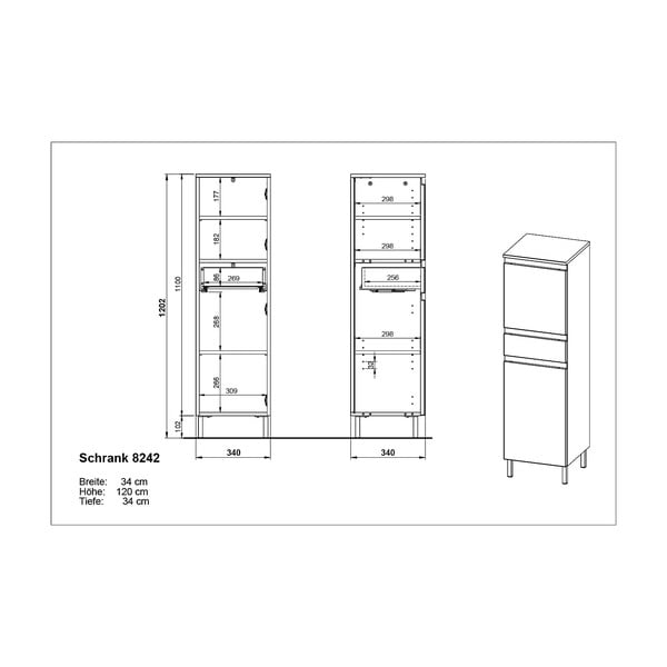 Valge kõrge vannitoakapp 34x120 cm Salinas - Germania-image-4