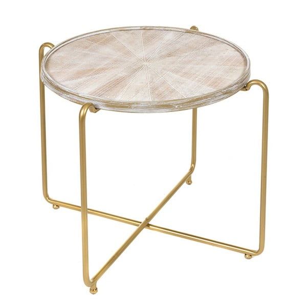 Dřevěný příruční stolek s podnožím ve zlaté barvě Santiago Pons Forge