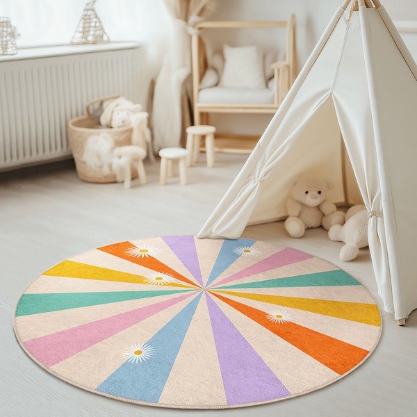 Pestav laste mänguvaip ø100 cm Rainbow Daisy - Mila Home-image-2