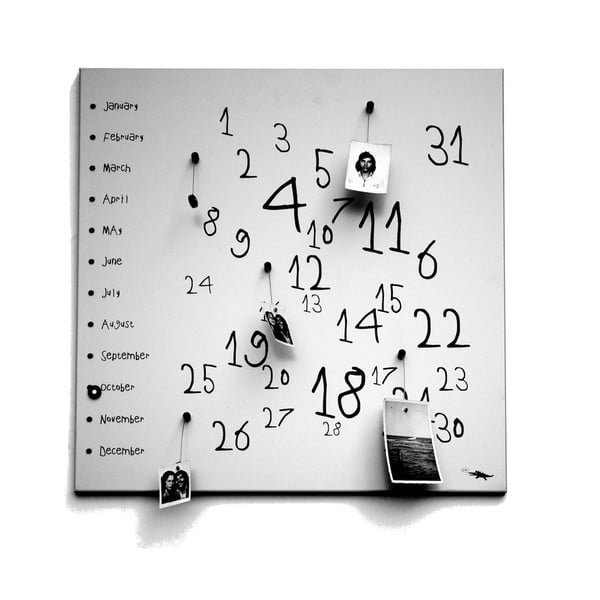 Magnetický kalendář dESIGNoBJECT.it Krok White, 50 x 50 cm 