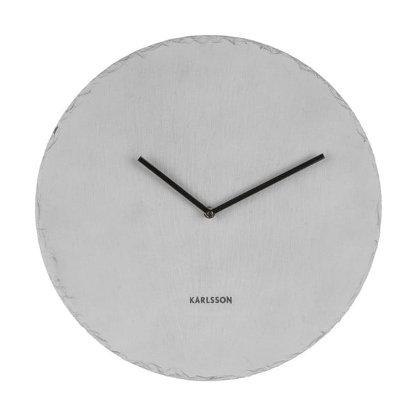 Šedé nástěnné břidlicové hodiny Karlsson Slate, ⌀ 40 cm