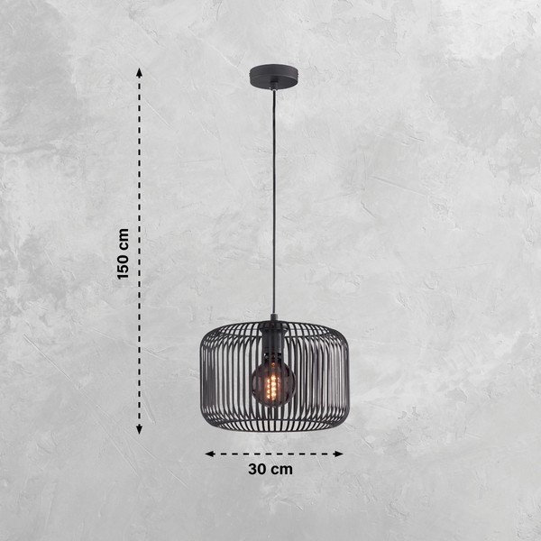 Must rippvalgusti metallist varjuga ø 30 cm Cage - Fischer & Honsel-image-2