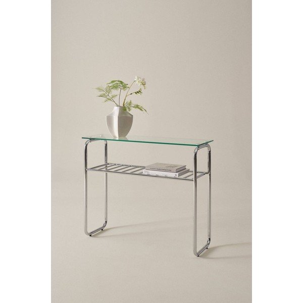 Konsoollaud läikiva hõbedase klaasist pealispinnaga 32x100 cm Walle - Jotex-image-1
