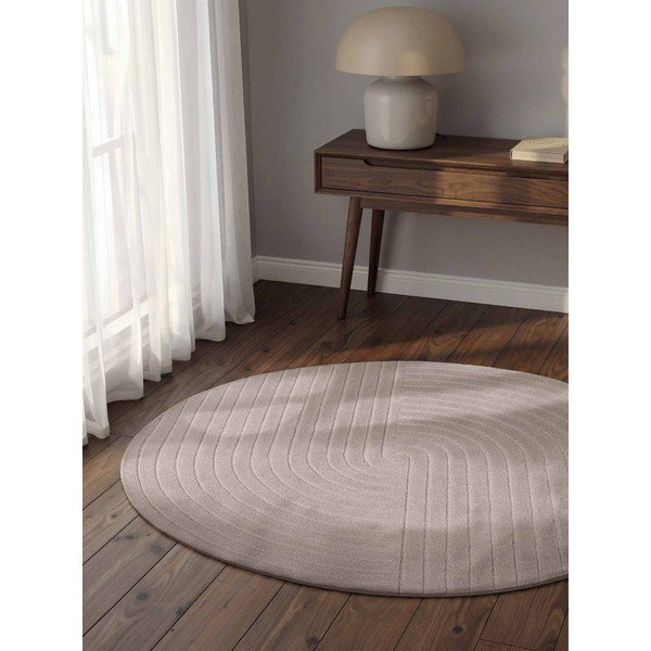 Helehall käsitsi kootud villane ümmargune vaip ø 150 cm Arcura - Vikosa-image-1