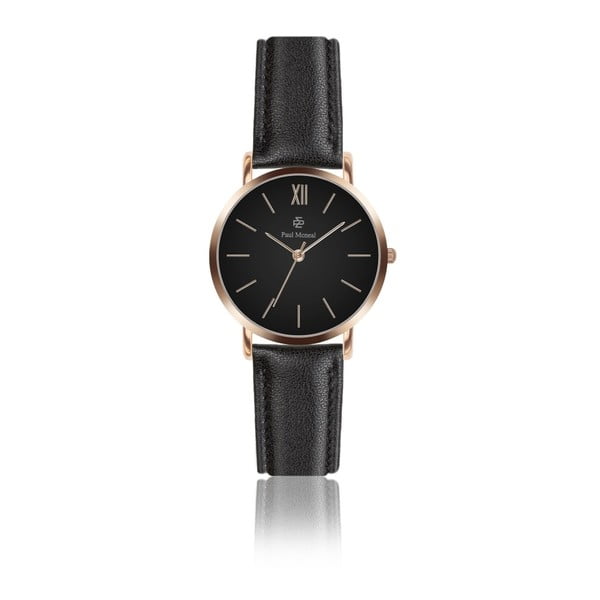 Dámské hodinky s černým koženým řemínkem Paul McNeal, ⌀ 3,6 cm
