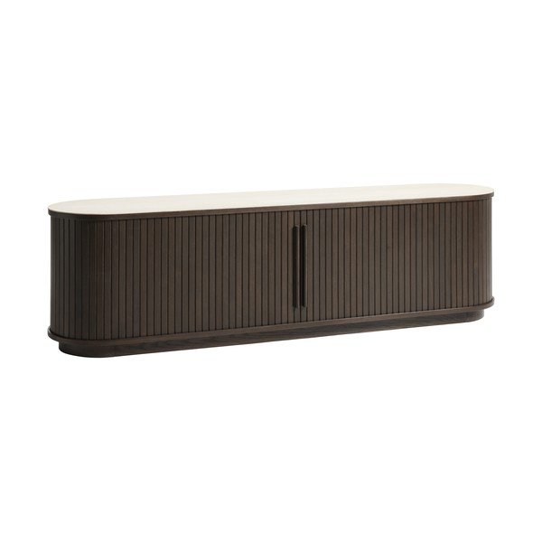 Tumeda naturaalse keraamilise pealispinnaga telekaalus 180x50x40 cm Enna - Unique Furniture